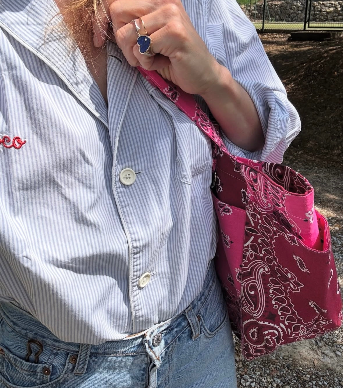 Call it by your name picnic bag pink/burgandy
