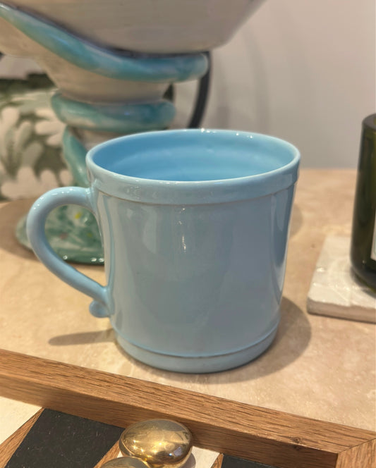 Tea mug light blue handmade in France