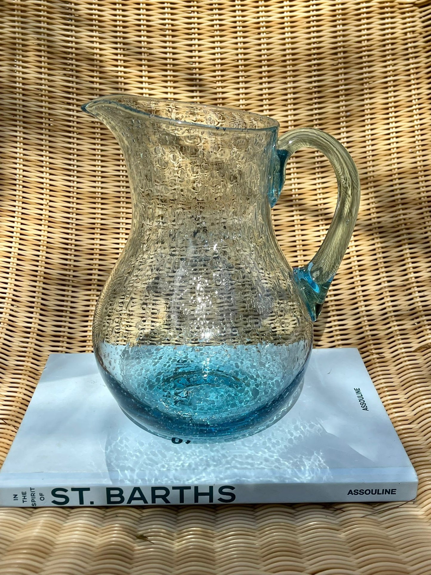 Glass pitcher handmade in Biot