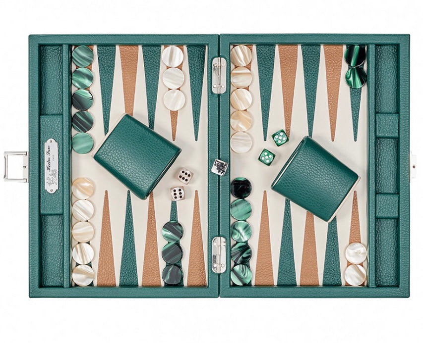 Leather backgammon Avocado