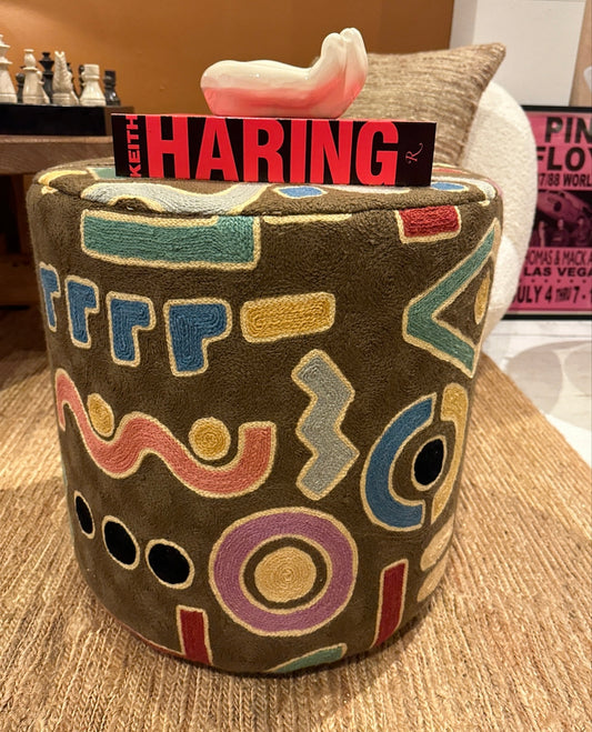 Embroidered pouf