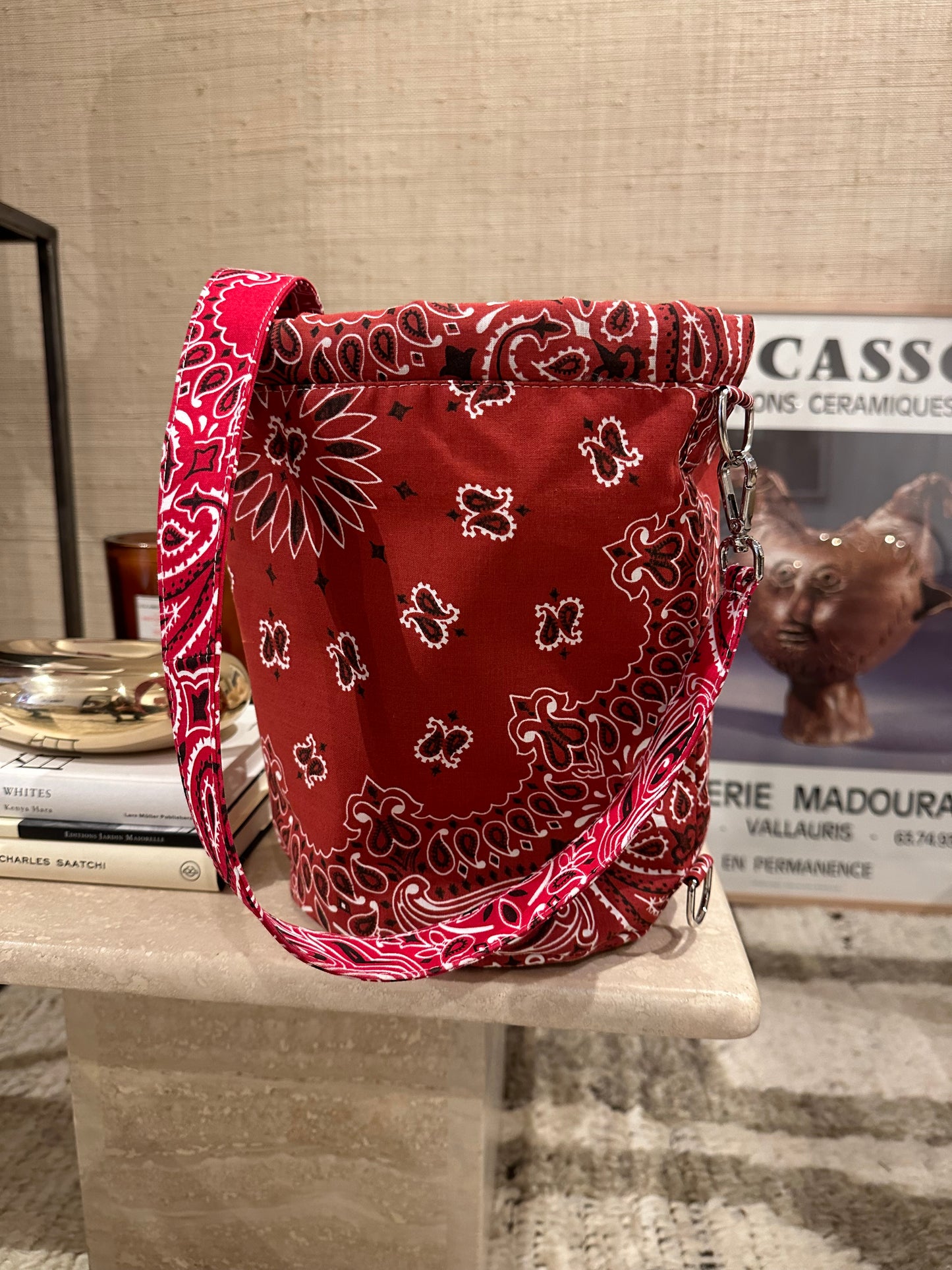 Call it by for name red bucket bandana bag