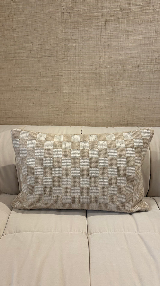 Larsen cushion off white checkered