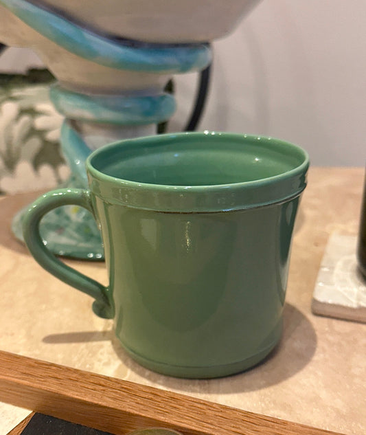 Tea mug green handmade in France